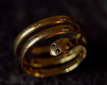 Lovely Antique Art Deco English 15K Gold Diamond Coiled Snake Ring 1931