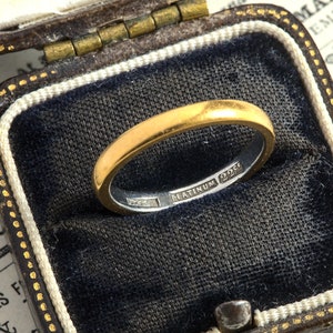 Superb Antique English Art Deco 22K Gold & Platinum Core Wedding Band Ring c1930