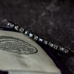 Rare Antique Georgian English Gold Silver Mixed Cut Diamond Line Brooch c1750