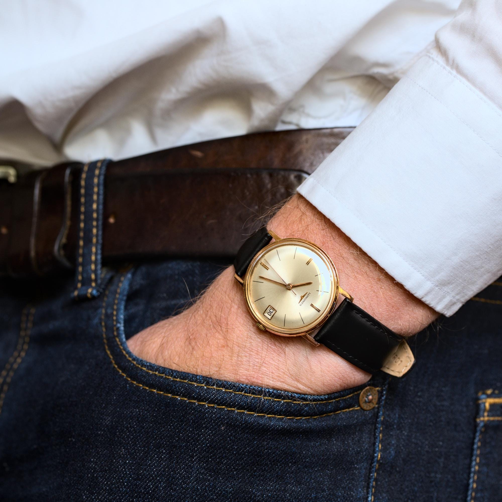 素晴らしいヴィンテージ18Kゴールドスイス製腕時計 ロンジン 手巻き