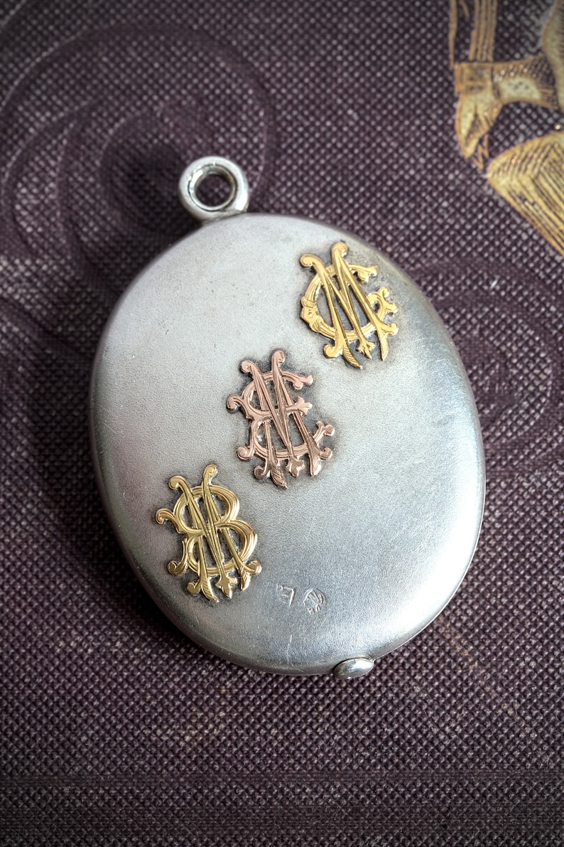 Antique Russian Silver 2-Colour Gold Custom Made Locket Initia Antique Russian Silver 2-Colour Gold Custom Made Locket Initia