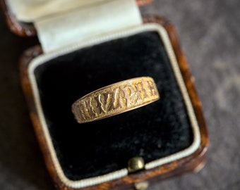 Antique English 9K Rose Gold Mizpah Band Ring c1918