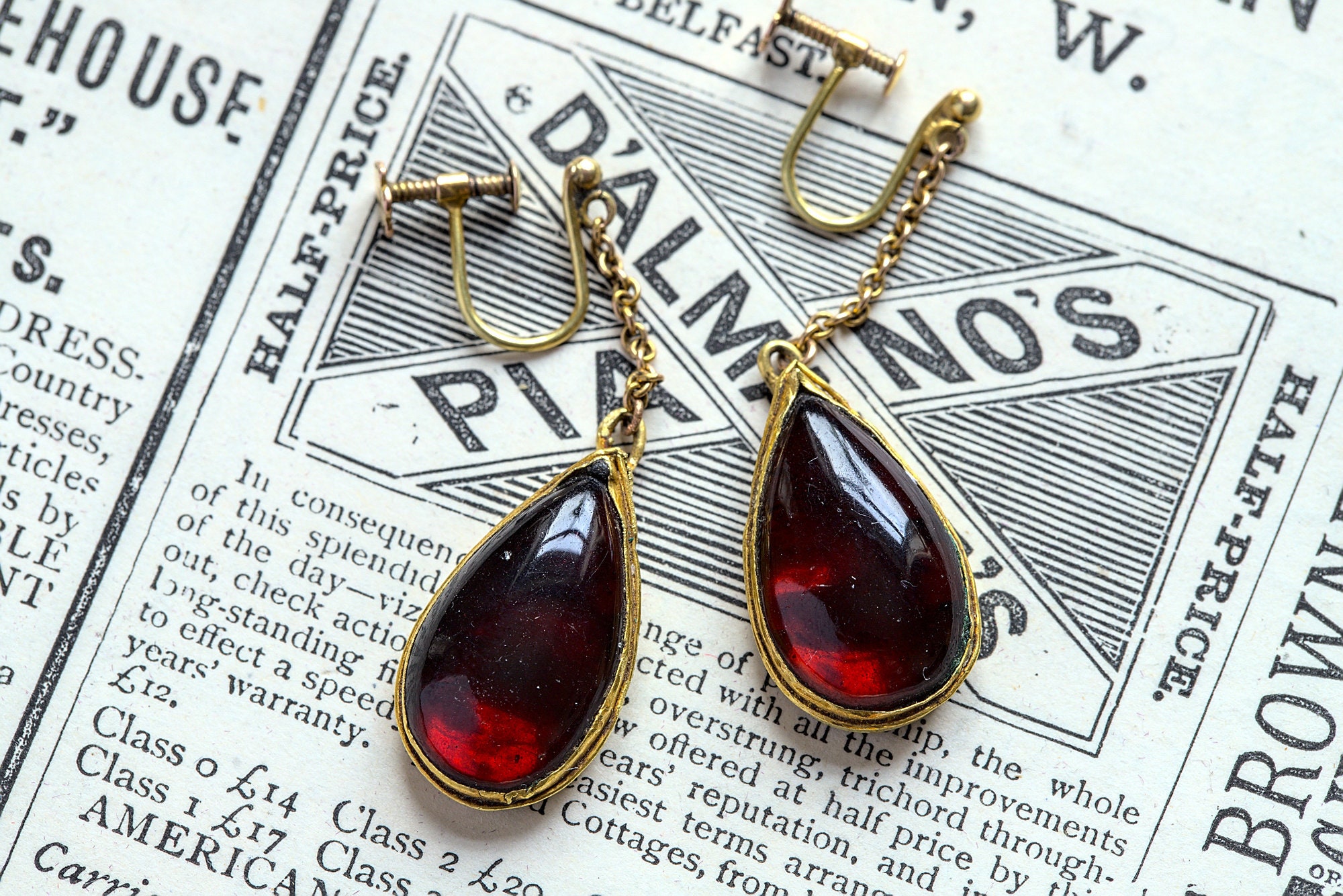 アンティークヴィクトリア朝ガーネットイヤリング