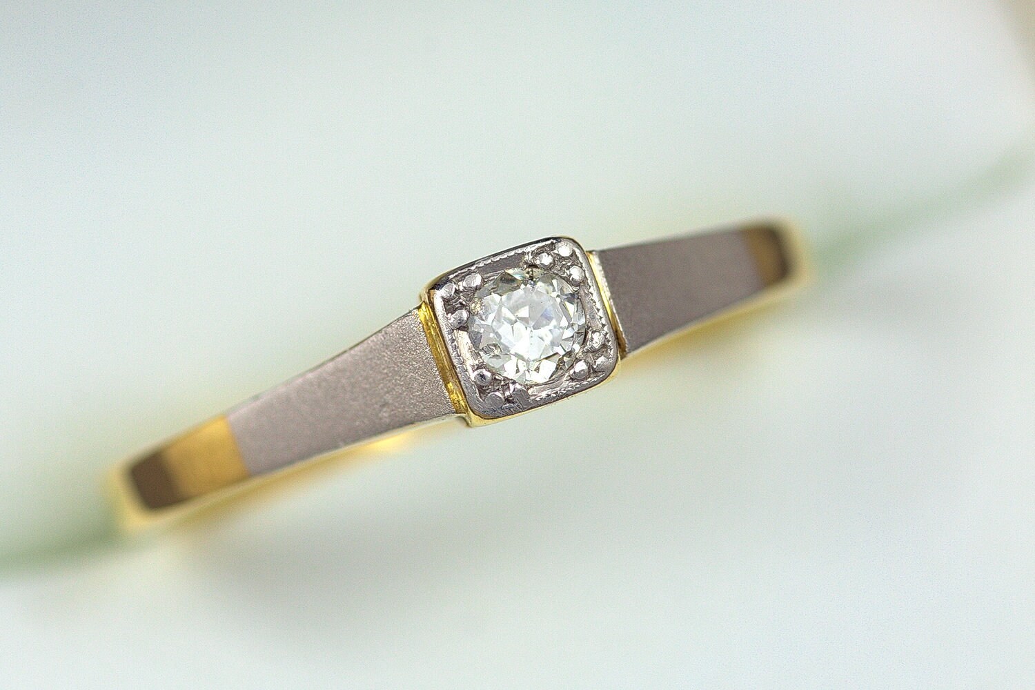 Antique English Art Deco 18K Gold Platinum Diamond Solitaire Etsy