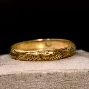 Exceptionally Rare Antique English 22K Gold Posy Wedding Band Ring My Hart And I
