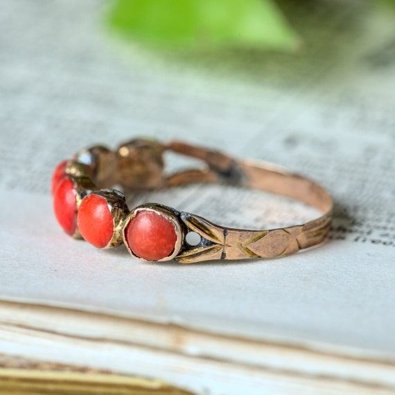 Antique Genuine Georgian English 9K Gold Coral Ca… - image 3