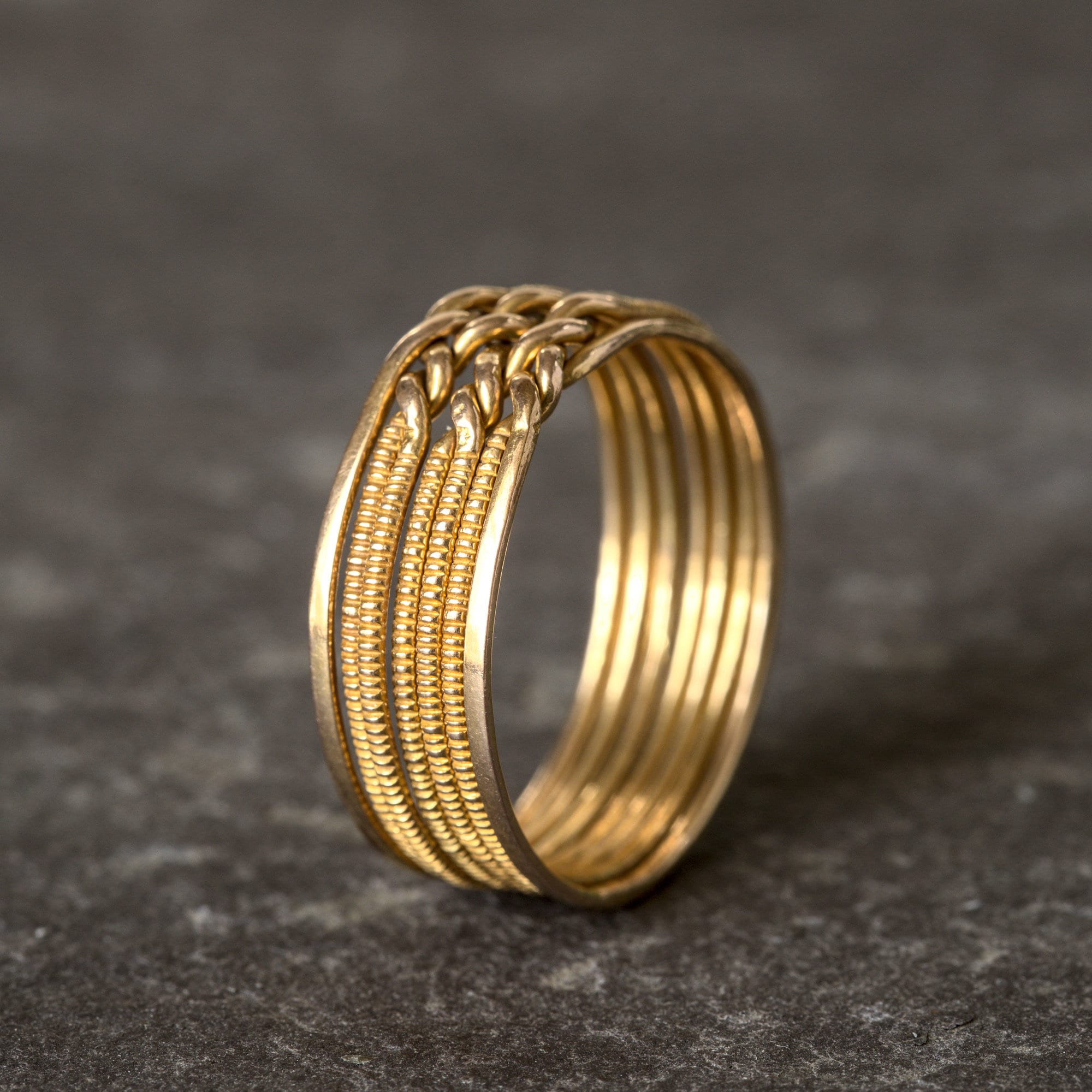 Superb Unique Vintage 14K Gold 7-band Days of the Week Ornate