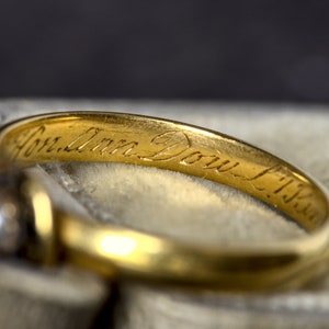 Unique Antique English 22K Gold Band Ring w/High Political Provenance 1767 image 2