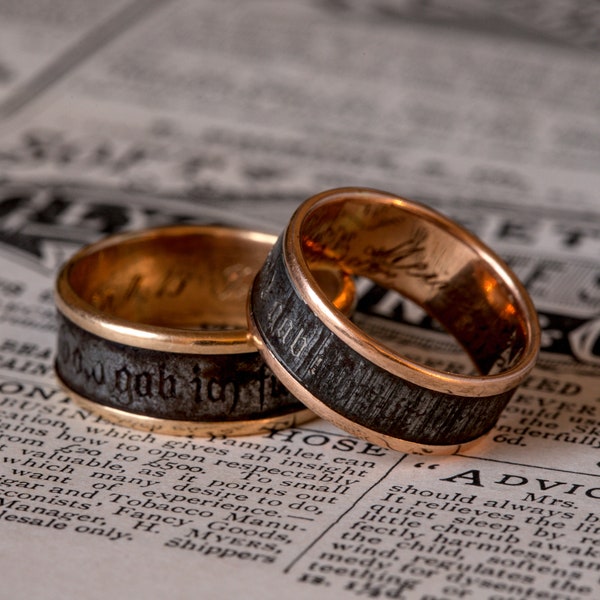 Extremely Rare Pair Antique German 14K Gold Berlin Iron Wedding Rings 1915 WWI