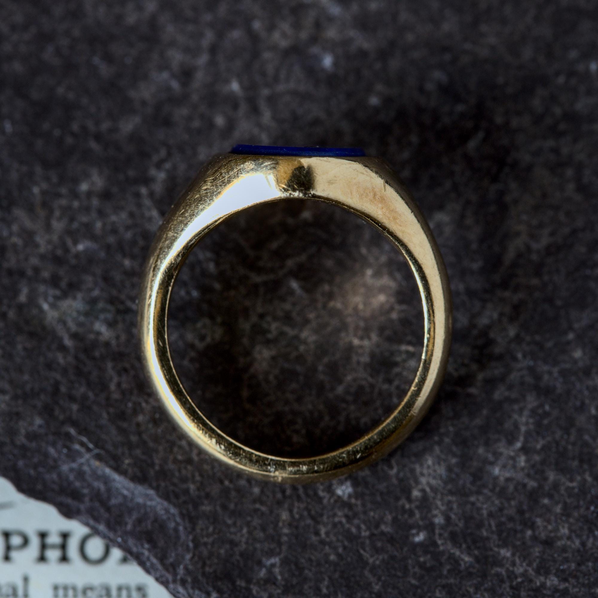 デザイナー品質のヴィンテージ英国製9Kゴールドブルーラピスラズリ