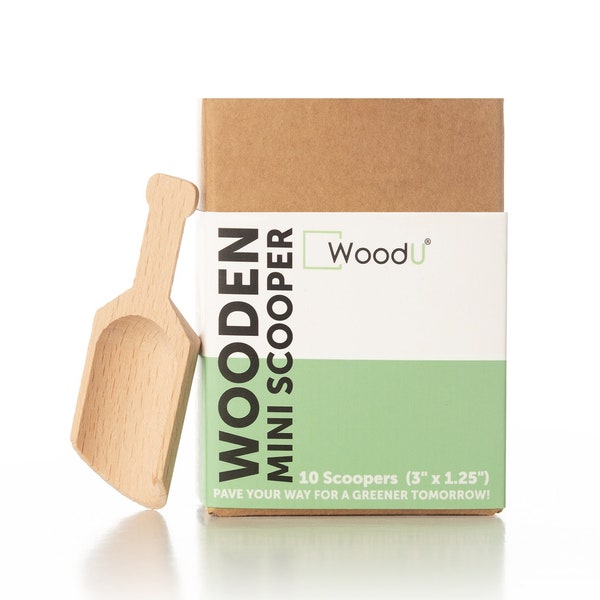 WoodU Mini Wooden Scoop 3" 10pc, Great gift, Eco-Friendly
