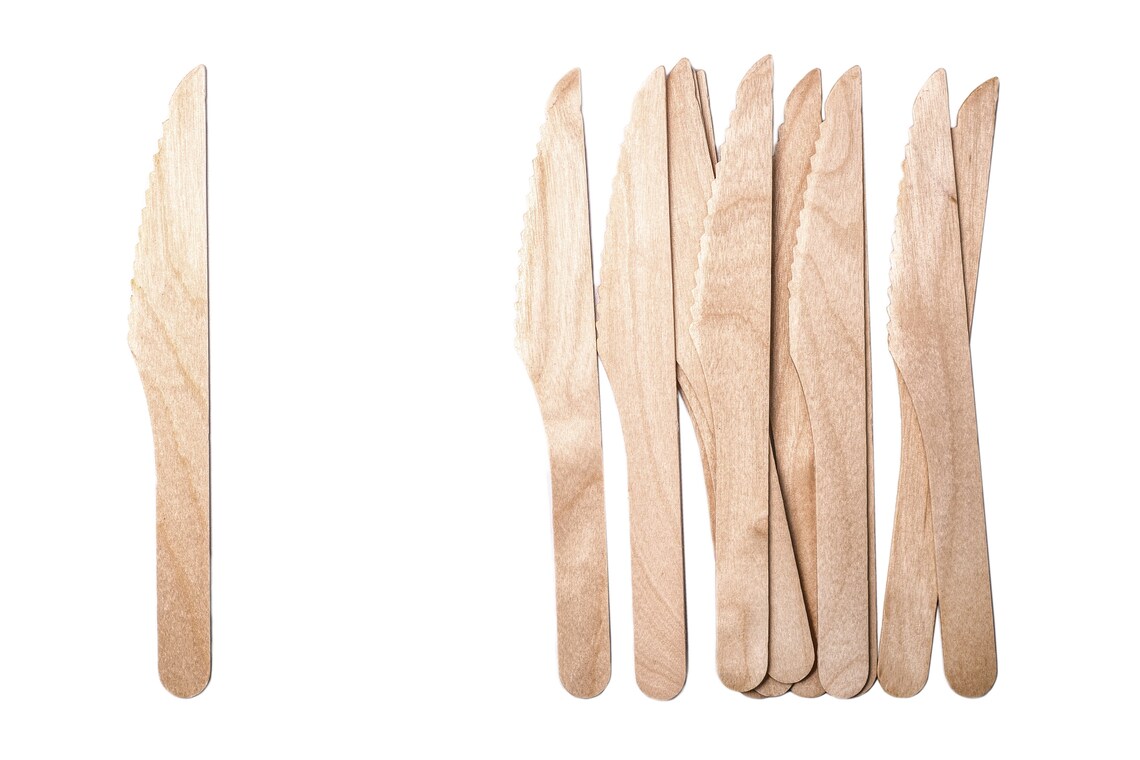 Natural Disposable Wooden Knives 100PC Ecofriendly Cutlery Etsy