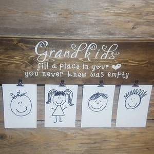 Grandkids Picture Holder - Farmhouse Grandkids Sign - Grandparent Gift - Rustic Photo Display - Grandmother Gift - Grandkids