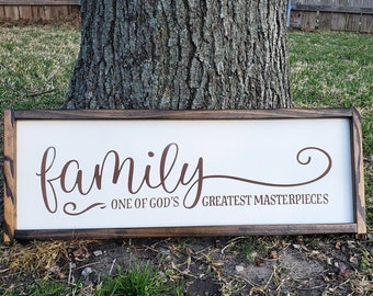 Family Sign - God&#39;s Greatest Masterpieces Sign - Farmhouse Home Sign - Family Framed Sign - Rustic Wood Sign