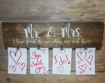 Mr. and Mrs. Picture Holder - Farmhouse Wedding Sign - Wedding Gift - Rustic Photo Display - Just Married Gift -