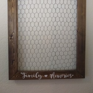 Chicken Wire Frame Medium - Chicken Wire Picture Frame - Rustic Picture Frame - Personal Picture Frame Vertical - FAMILY MEMORIES
