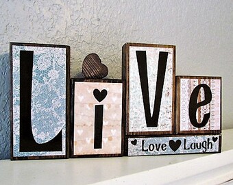 Live Laugh Love Sign - Vinyl Letter Blocks - Valentine Decor - Live Laugh Love Blocks - Scripture Sign - Heart Sign - Love Sign - Laugh Sign