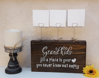 Grandkids Picture Holder - Farmhouse Grandkids Sign - Grandparent Gift - Rustic Photo Display - Grandmother Gift - Grandkids