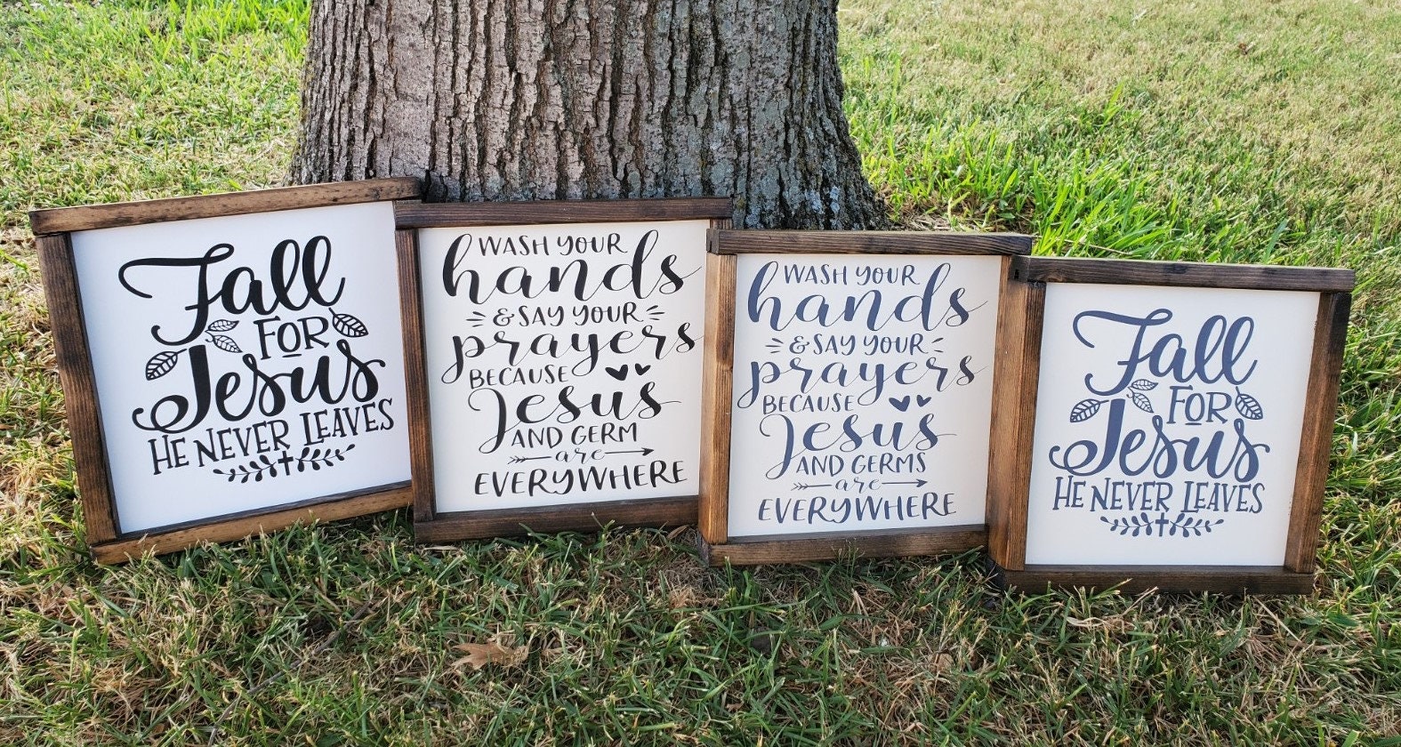 Fall For Jesus Sign Fall for Jesus He Never Leaves - Farmhouse Fall - Rustic Sign - Fall ...