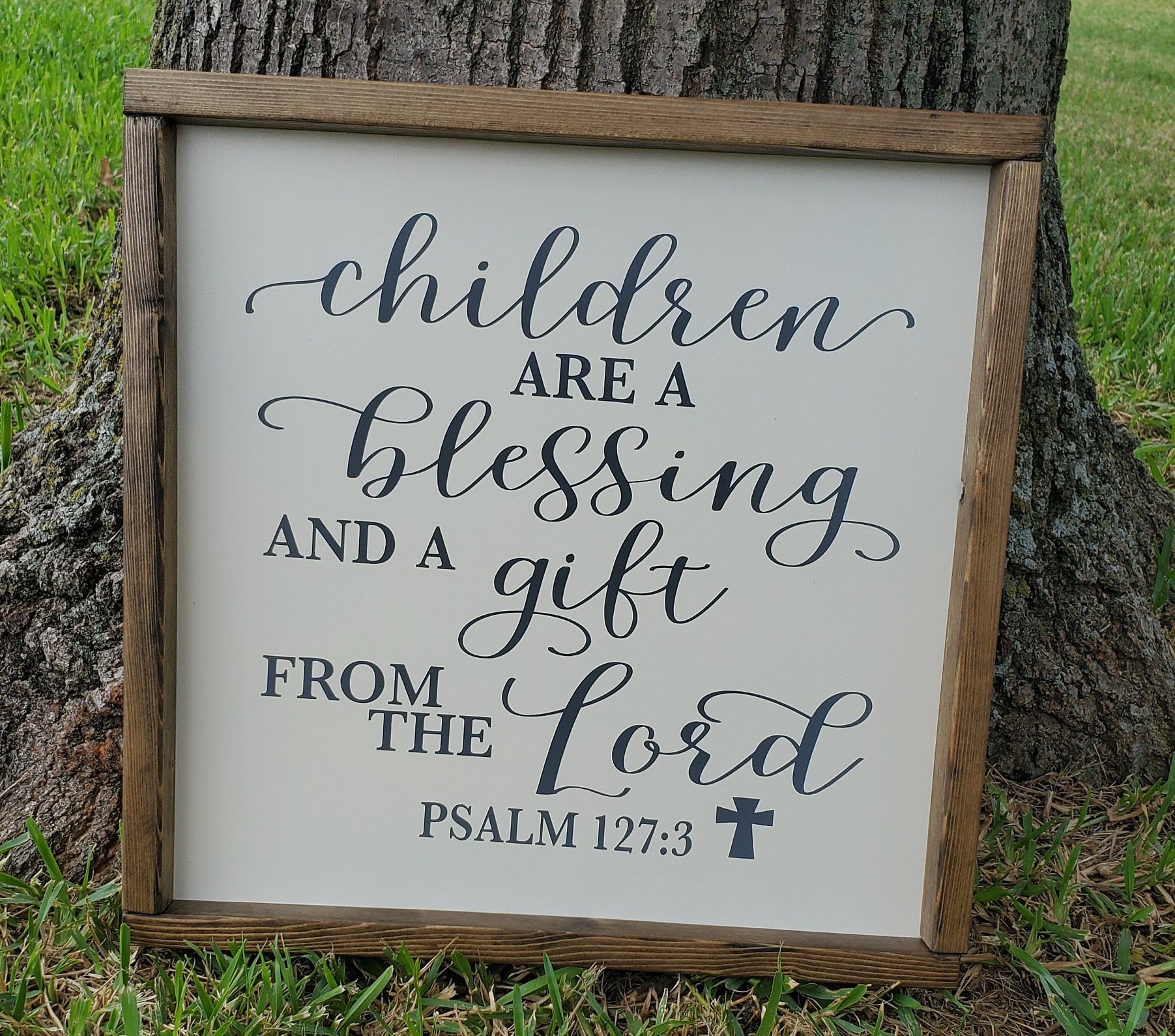 Children Are A Blessing Sign - Psalm 127:3 Sign - Farmhouse Home Sign - Rustic Wood Sign - Scripture Sign - Gray
