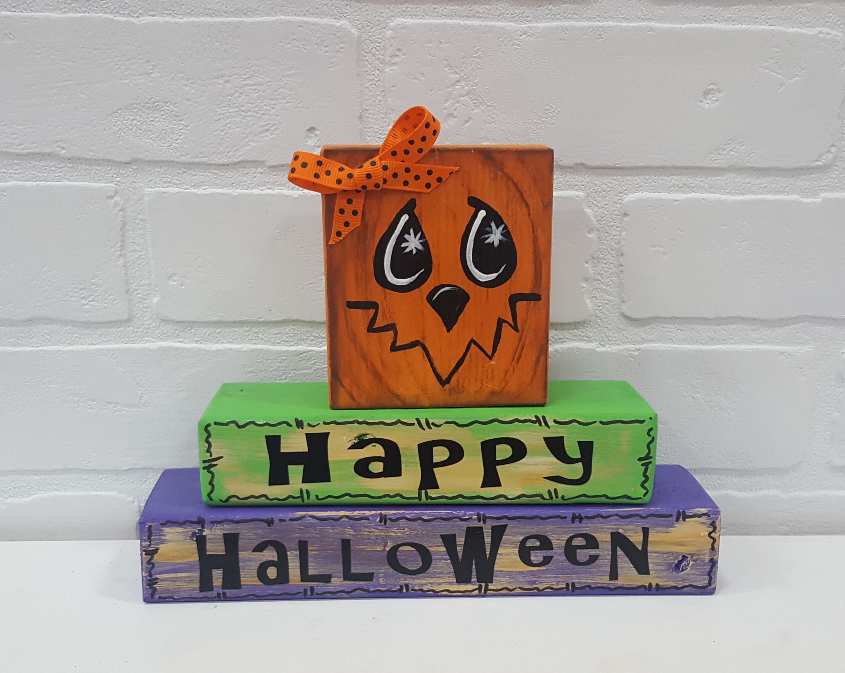 Happy Halloween Block Set Wood Pumpkin Set Halloween Sign | Etsy