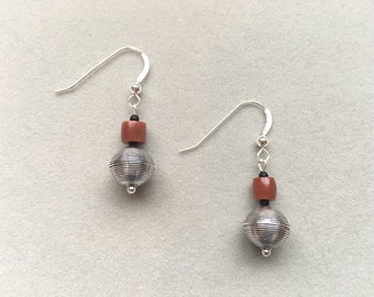 Antique Asie occidentale Agate boucles d’oreilles, boucles d’oreilles en argent Sterling 925, boucles d’oreilles hypoallergéniques, cadeau pour elle