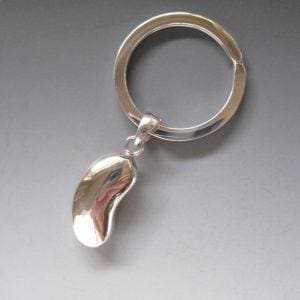 LARGE Sterling Silver Kidney Key OVAL or ROUND Ring, with Kidney Drop