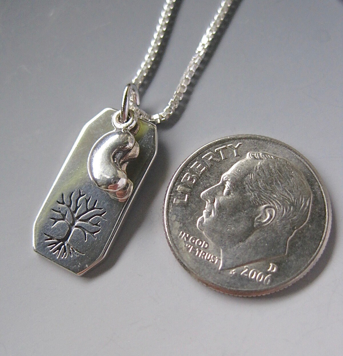 Transplant Gift Tree of Life Delicate Sterling Pendant with Rose Gold color Accent /& Tiny Sterling Kidney Drop