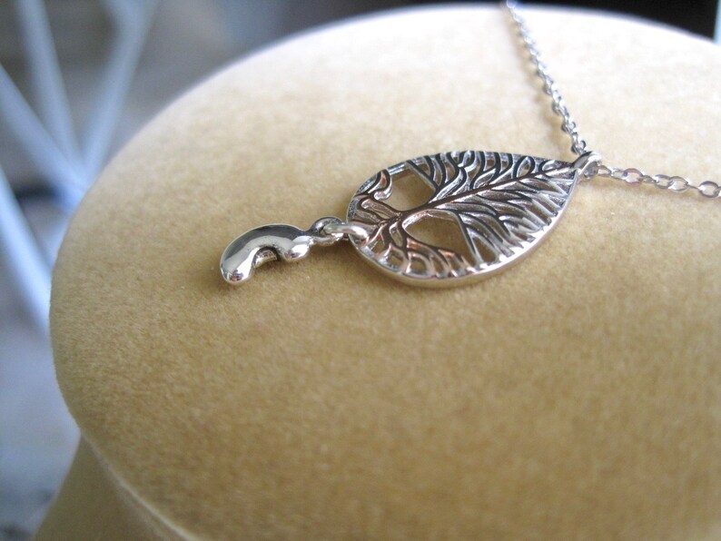 Transplant Gift Tree of Life Delicate Sterling Pendant with Rose Gold color Accent /& Tiny Sterling Kidney Drop
