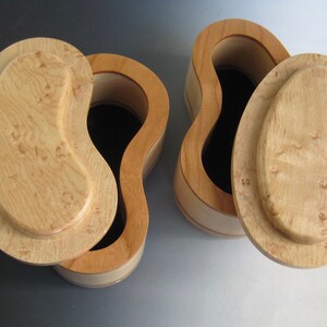 Handcrafted Wood Kidney Shaped Box, Maple Kidney Shape With Cherry Wood ...