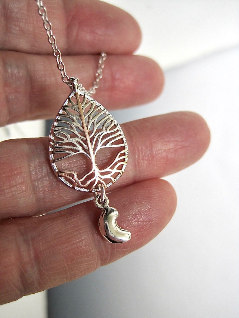 Transplant Gift Tree of Life Delicate Sterling Pendant with Rose Gold color Accent /& Tiny Sterling Kidney Drop