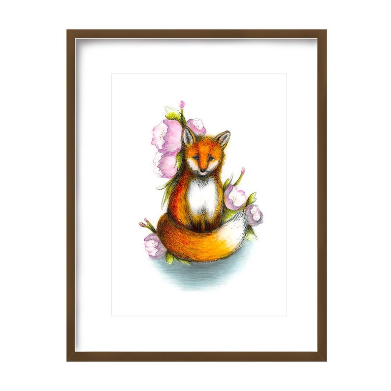 Fox and Flowers Print image 1