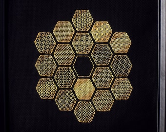 Blackwork Kreuzstichmuster James Webb Weltraumteleskop JWST