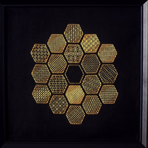 ブラックワーク クロスステッチ パターン · ジェイムズ ウェッブ宇宙望遠鏡 JWST