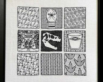 Blackwork Cross Stitch Pattern · Dinosaur Safari