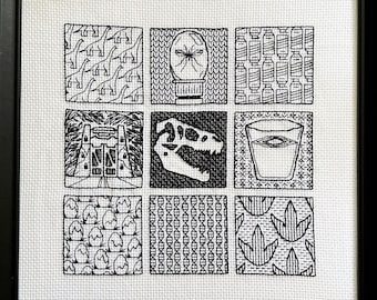 Blackwork Cross Stitch Pattern · Dinosaur Safari