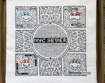 Blackwork Cross Stitch Pattern · Shinobi Terrapins