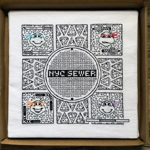 Blackwork Cross Stitch Pattern Shinobi Terrapins image 1