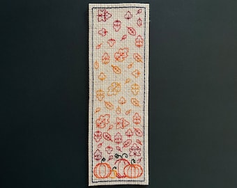 Bookmark Blackwork Cross Stitch Pattern · Falling Leaves