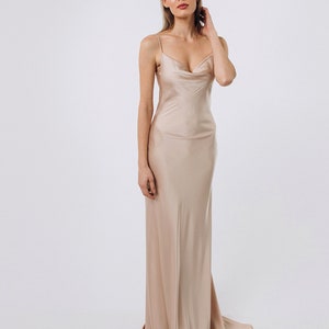 Champagne Wedding Dress Slip Satin Dress
