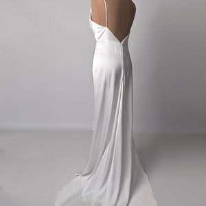 Simple Wedding Dress Drapery Satin Dress Open Back Bridal - Etsy
