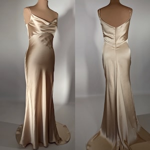 Elegant Satin Dress BF023 Classic Formal Prom Dress, Cowl Neck Floor ...