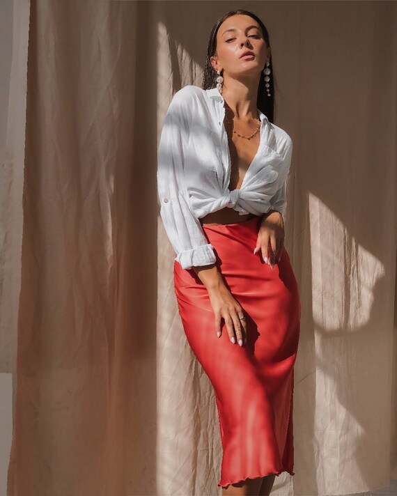 red slip skirt