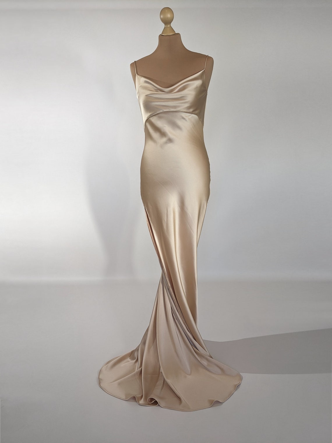 A-Line Floor Length Cowl Neck Classic Satin Dress Regency main image 1