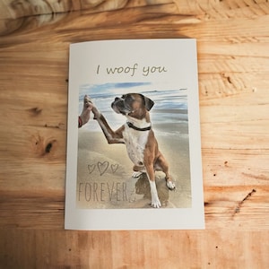 Boxer Hund 'I woof you' Forever Grußkarte