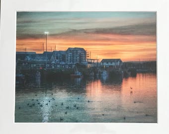 Amble harbour mounted photo print