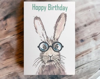 Bo rabbit Hoppy Birthday blank greeting card