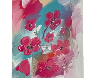 Floral Pink abstract A4 print unframed