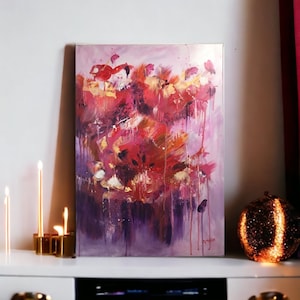 Dazzling Lilac Floral original art on canvas unframed