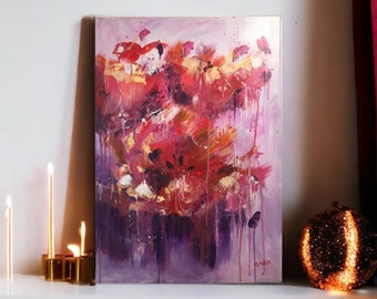 Dazzling Lilac Floral originale arte su tela senza cornice